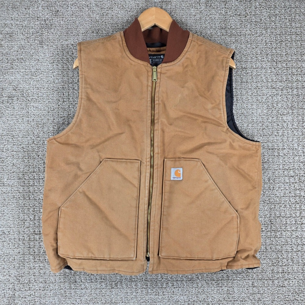 Carhartt V01-BRN Relaxed Fit Duck Vest Brown Mens Large Quilt Lined